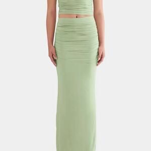 Venroy Draped Jersey Maxi Skirt Mint Green Size Large NWT Soft Jersey Fabric